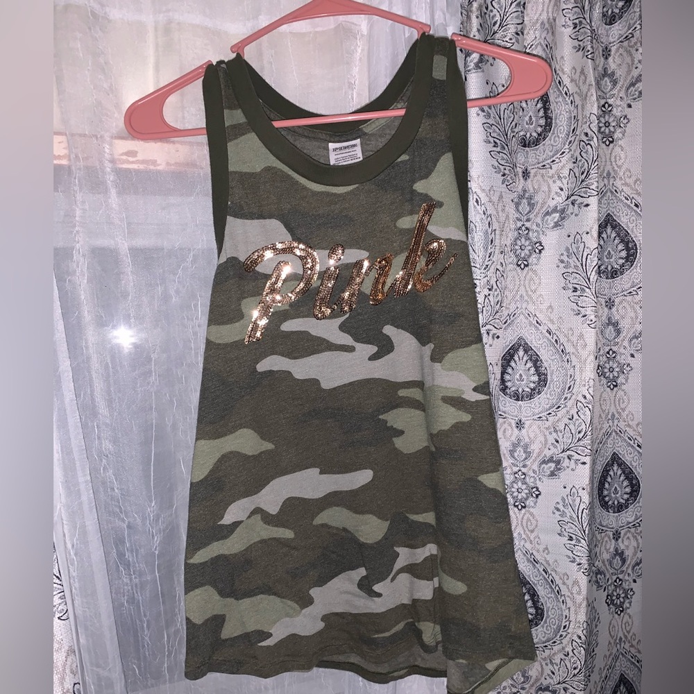 PINK Victoria Secret Green Camoflauge Xsmall womens tank top